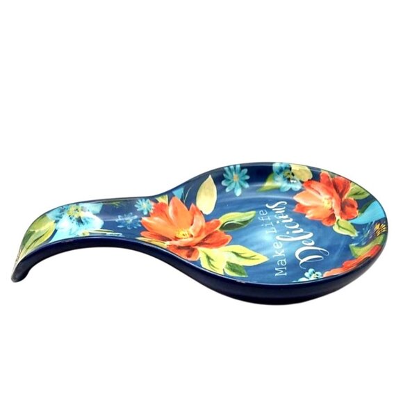 The Pioneer Woman Spring Bouquet Cobalt Blue Spoon Rest Make Life Delicious - Picture 3 of 8